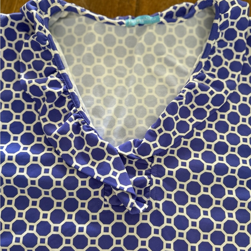 J. Mclaughlin Blue Geometric Patterned Women's To… - image 2